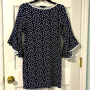 Cute navy polka dot dress. Size 4 petite. Worn once. Like new